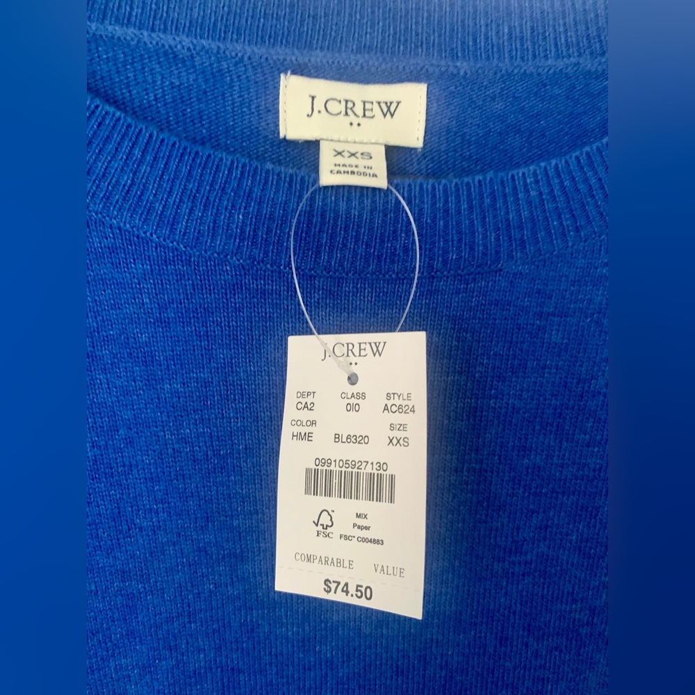 NWT JCrew Women’s Tunic Sweater in Blue Size XXS